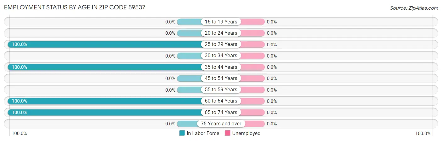 Employment Status by Age in Zip Code 59537
