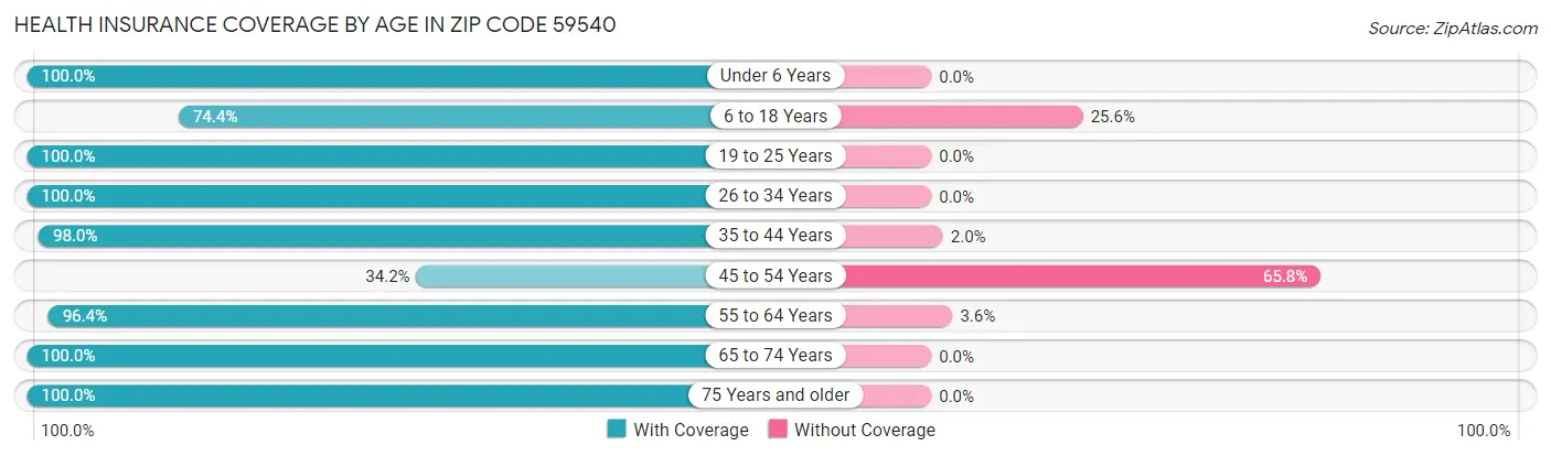 Health Insurance Coverage by Age in Zip Code 59540
