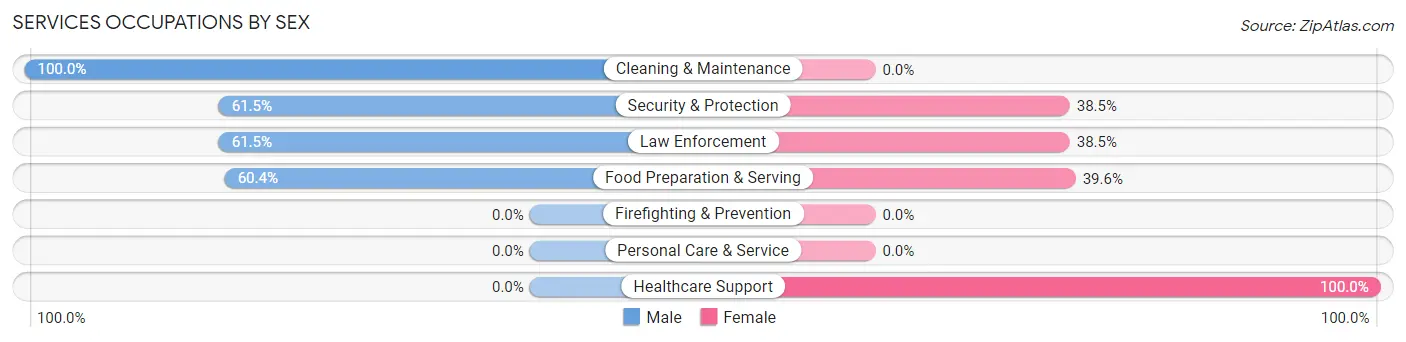 Services Occupations by Sex in Zip Code 59722