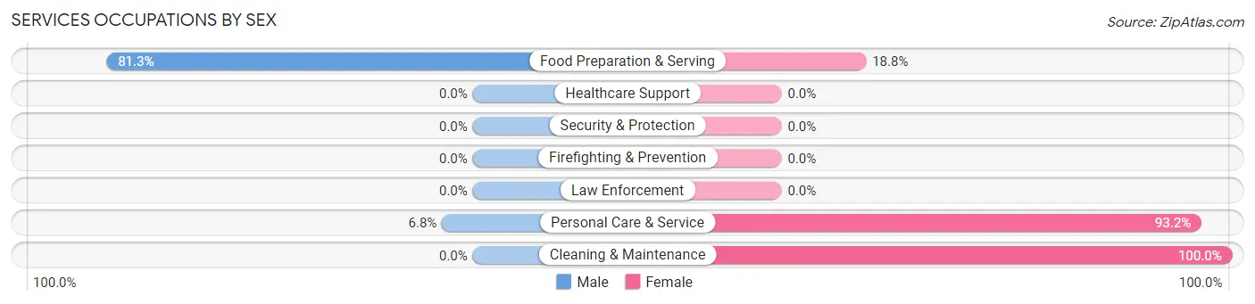 Services Occupations by Sex in Zip Code 60043