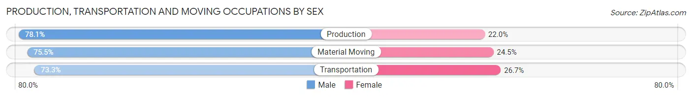 Production, Transportation and Moving Occupations by Sex in Zip Code 60051