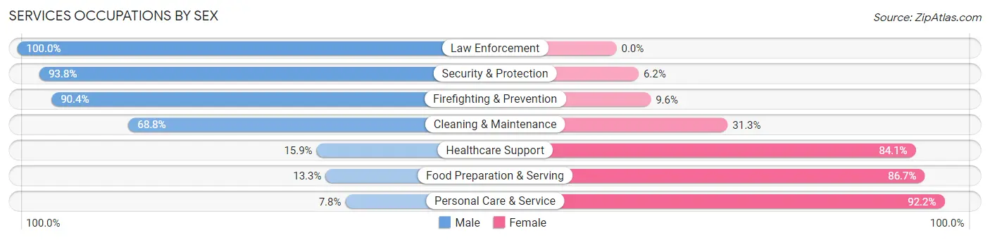 Services Occupations by Sex in Zip Code 60051