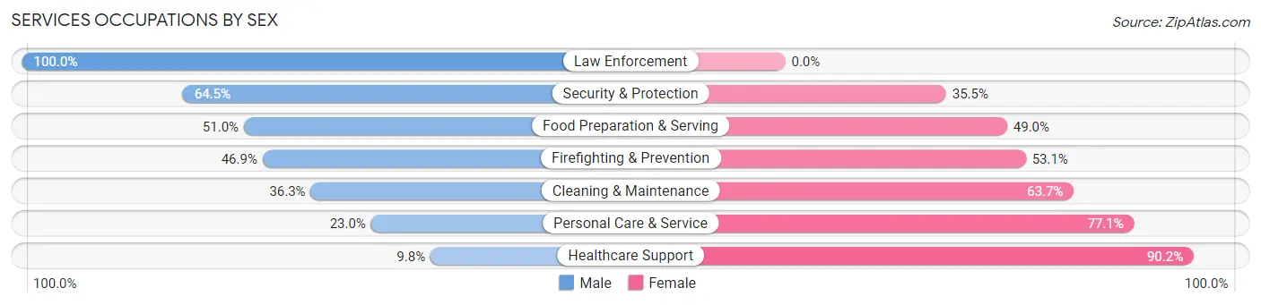 Services Occupations by Sex in Zip Code 60053
