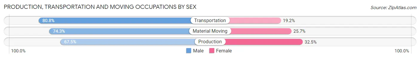 Production, Transportation and Moving Occupations by Sex in Zip Code 60089
