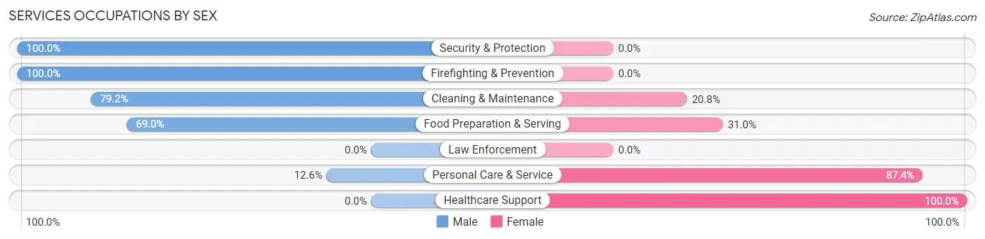 Services Occupations by Sex in Zip Code 60093