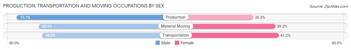 Production, Transportation and Moving Occupations by Sex in Zip Code 60124