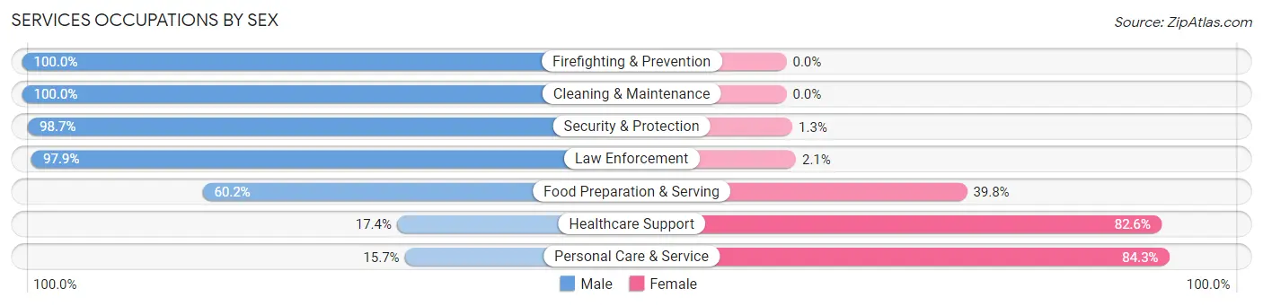 Services Occupations by Sex in Zip Code 60124
