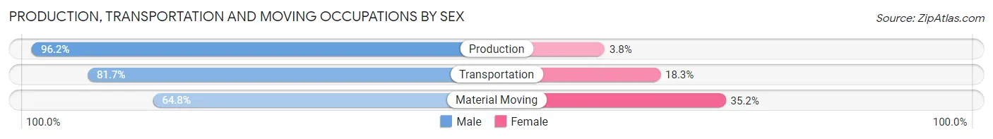 Production, Transportation and Moving Occupations by Sex in Zip Code 60410