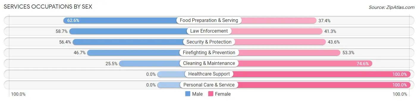 Services Occupations by Sex in Zip Code 60420