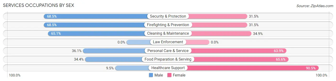 Services Occupations by Sex in Zip Code 60433