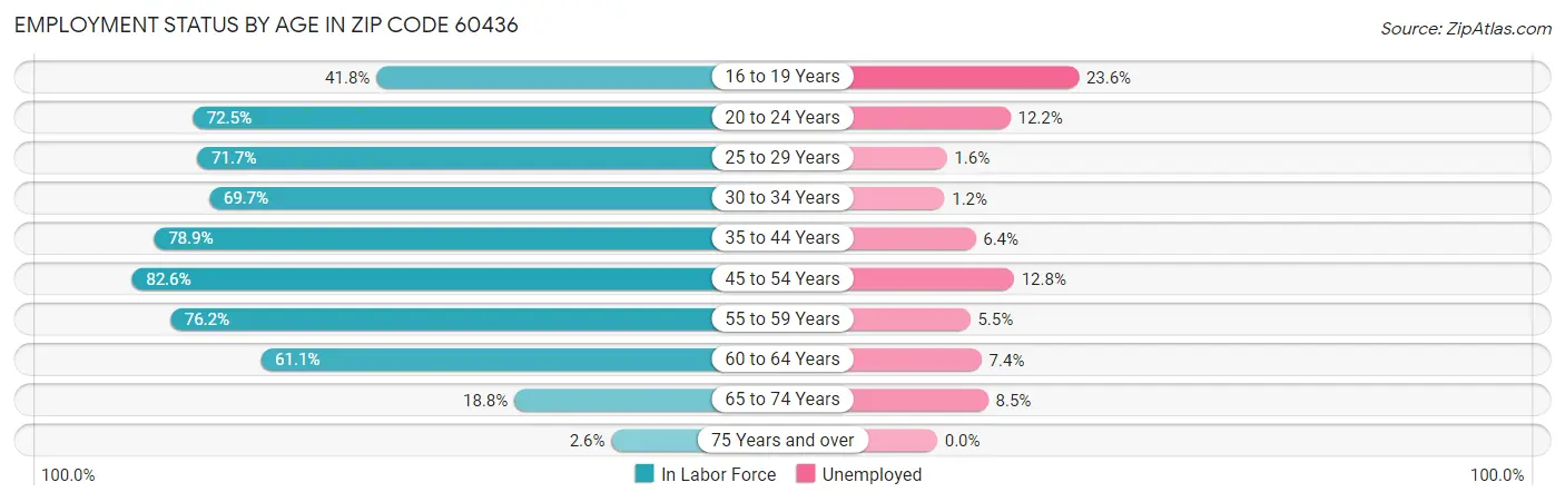 Employment Status by Age in Zip Code 60436