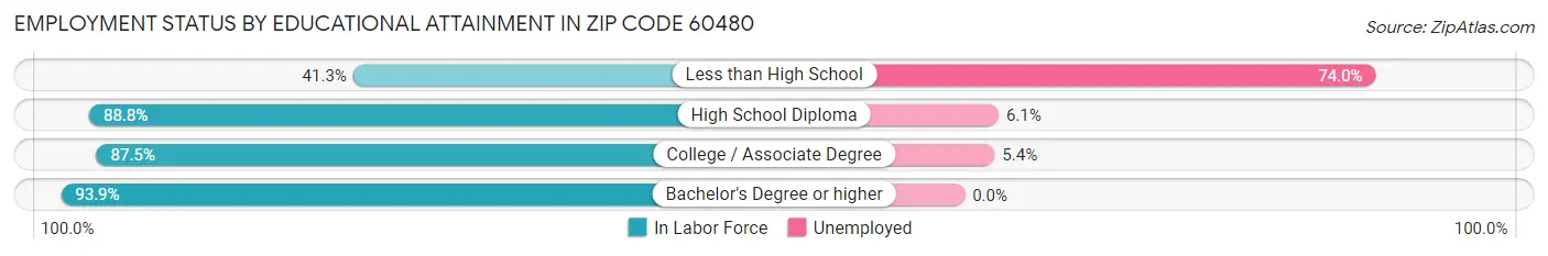 Employment Status by Educational Attainment in Zip Code 60480