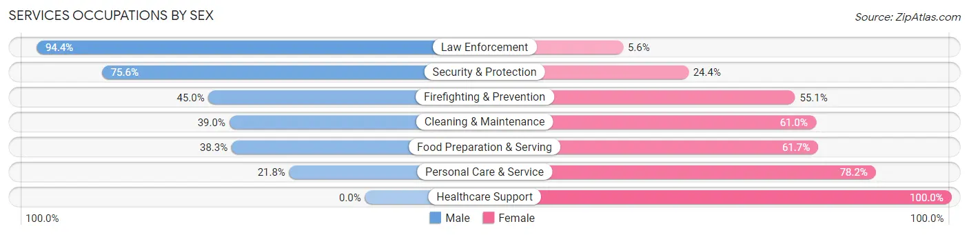 Services Occupations by Sex in Zip Code 60491