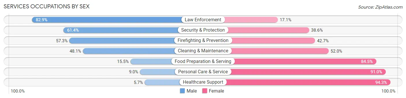 Services Occupations by Sex in Zip Code 60502