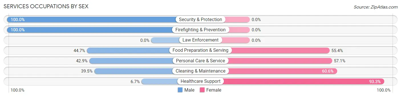 Services Occupations by Sex in Zip Code 60527