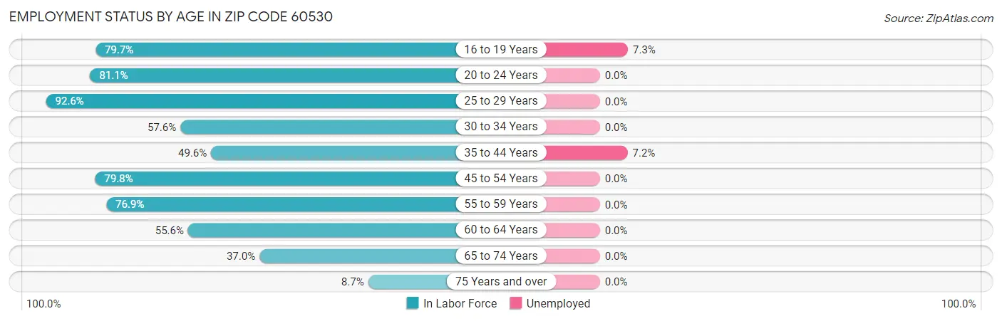 Employment Status by Age in Zip Code 60530