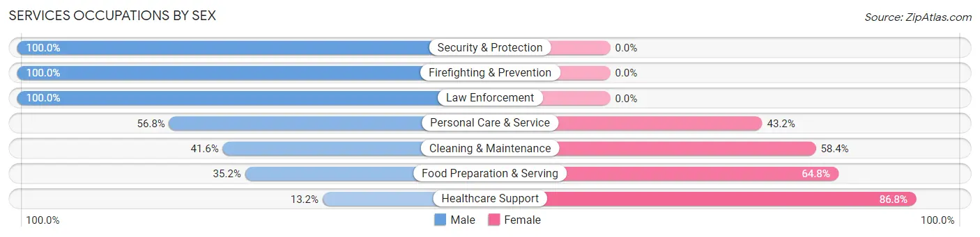 Services Occupations by Sex in Zip Code 60534