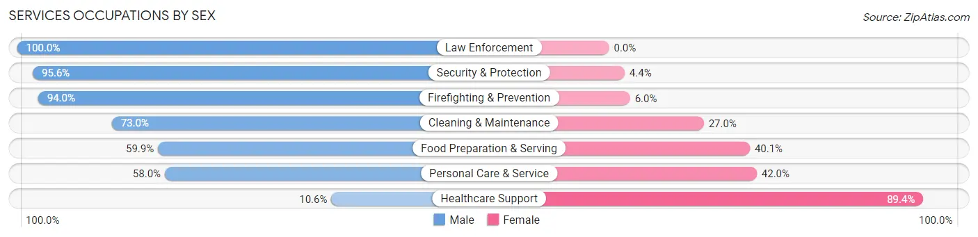Services Occupations by Sex in Zip Code 60548