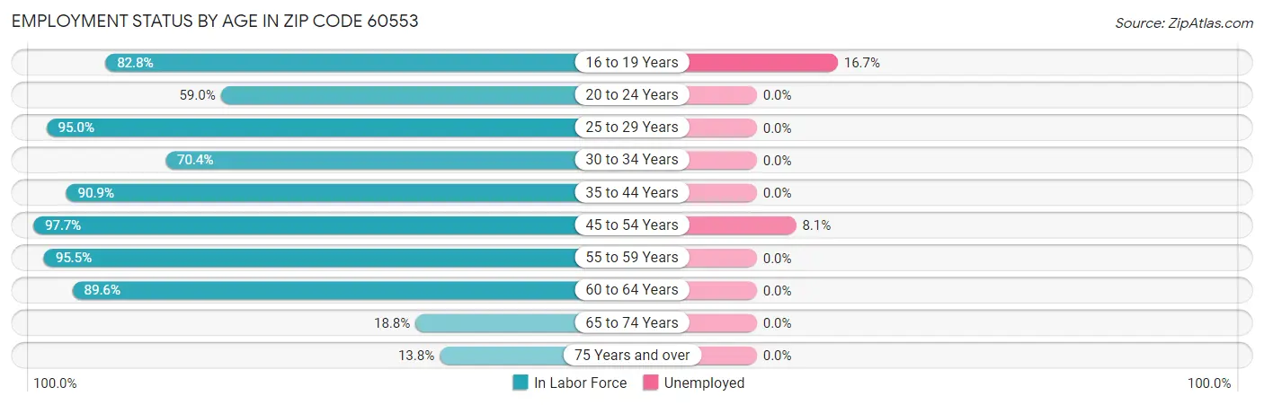 Employment Status by Age in Zip Code 60553