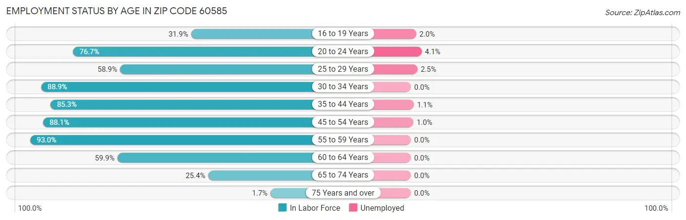 Employment Status by Age in Zip Code 60585