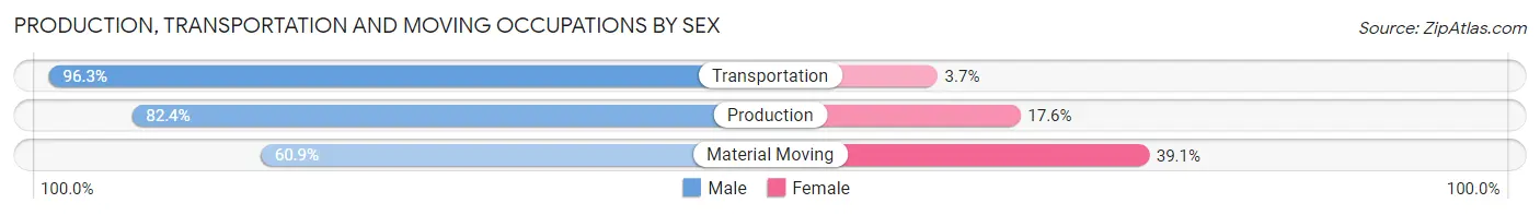 Production, Transportation and Moving Occupations by Sex in Zip Code 60585