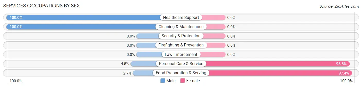Services Occupations by Sex in Zip Code 60601