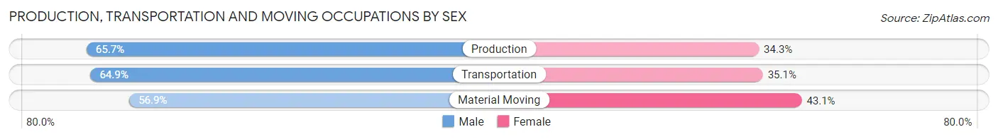 Production, Transportation and Moving Occupations by Sex in Zip Code 60605
