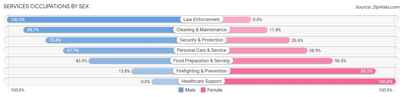 Services Occupations by Sex in Zip Code 60605