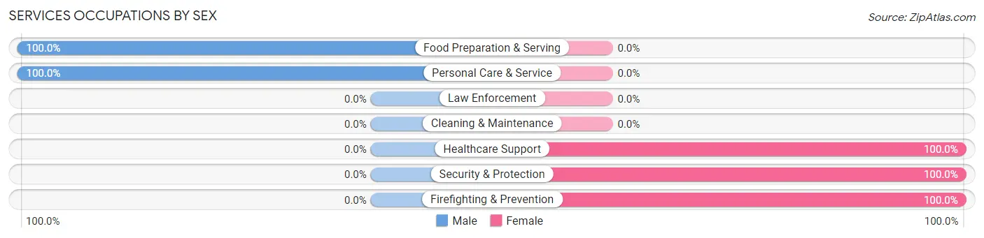 Services Occupations by Sex in Zip Code 60606