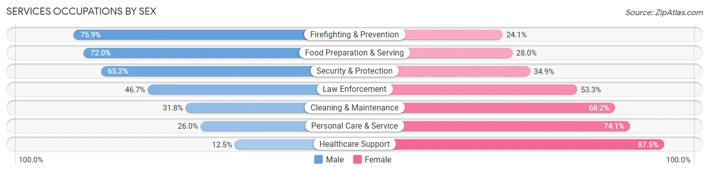 Services Occupations by Sex in Zip Code 60615