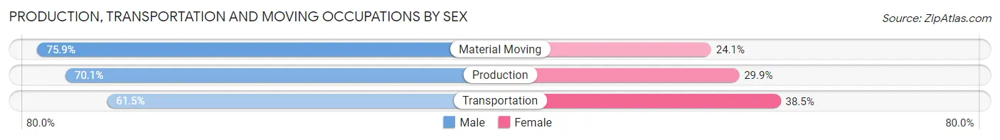 Production, Transportation and Moving Occupations by Sex in Zip Code 60624