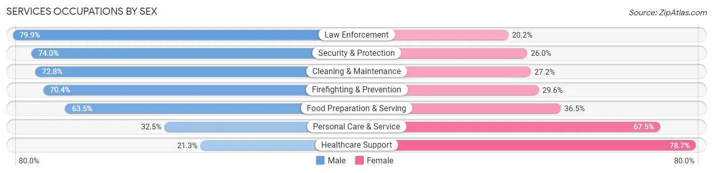 Services Occupations by Sex in Zip Code 60629