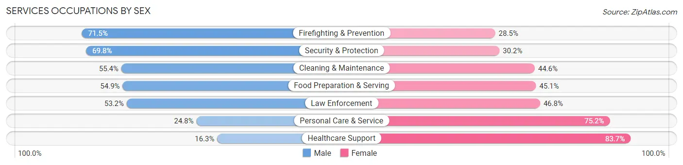 Services Occupations by Sex in Zip Code 60651