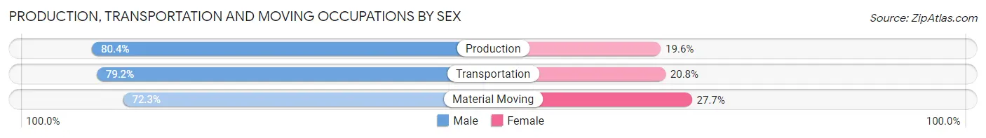 Production, Transportation and Moving Occupations by Sex in Zip Code 60653
