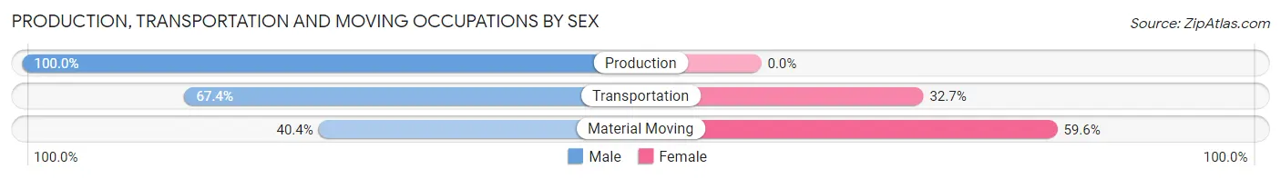 Production, Transportation and Moving Occupations by Sex in Zip Code 60654