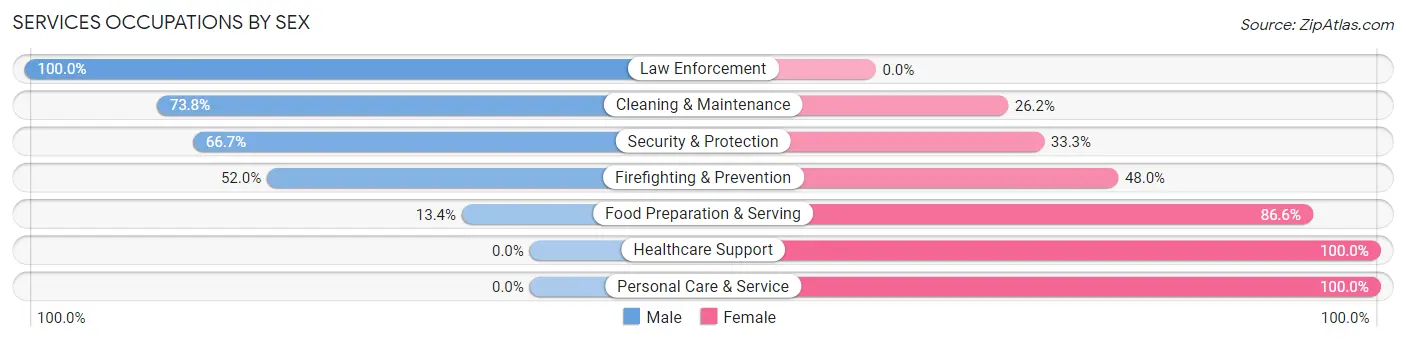 Services Occupations by Sex in Zip Code 60942