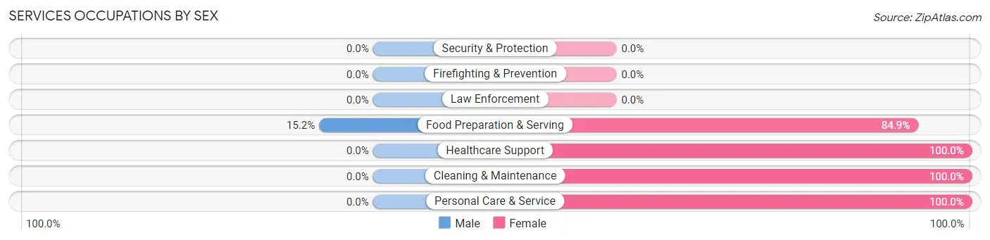 Services Occupations by Sex in Zip Code 60958