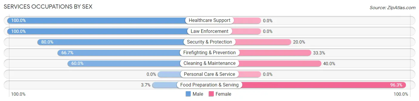Services Occupations by Sex in Zip Code 60961