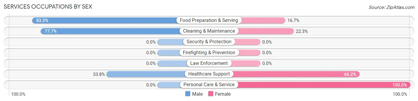 Services Occupations by Sex in Zip Code 61054