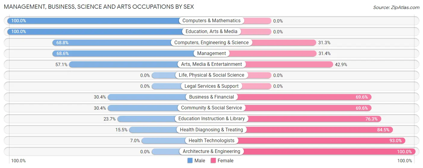 Management, Business, Science and Arts Occupations by Sex in Zip Code 61060