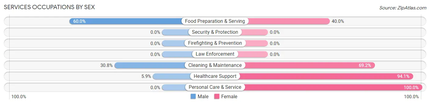 Services Occupations by Sex in Zip Code 61070
