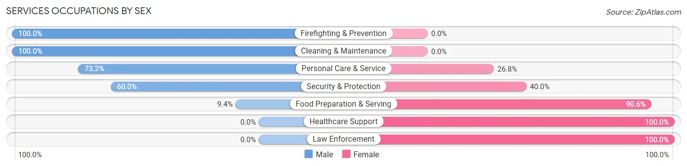 Services Occupations by Sex in Zip Code 61250