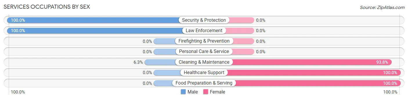 Services Occupations by Sex in Zip Code 61257