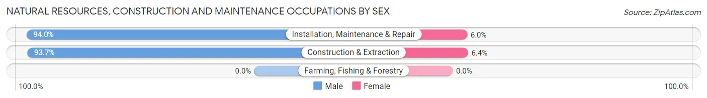 Natural Resources, Construction and Maintenance Occupations by Sex in Zip Code 61264