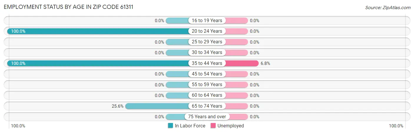 Employment Status by Age in Zip Code 61311