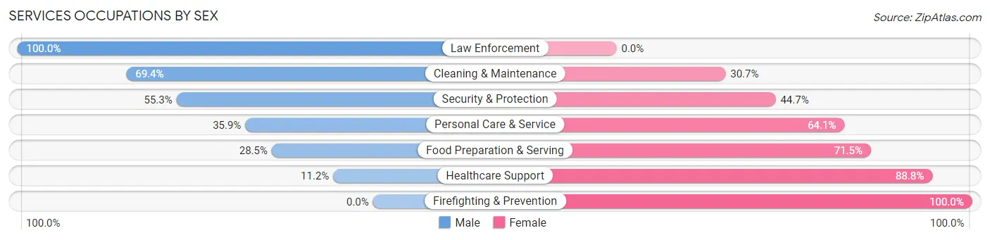 Services Occupations by Sex in Zip Code 61342