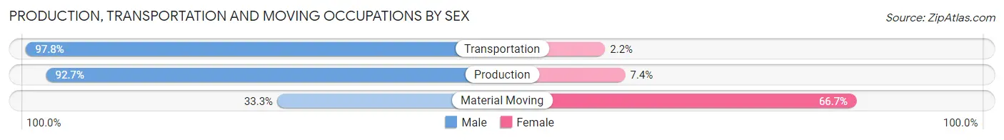 Production, Transportation and Moving Occupations by Sex in Zip Code 61367