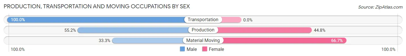 Production, Transportation and Moving Occupations by Sex in Zip Code 61438