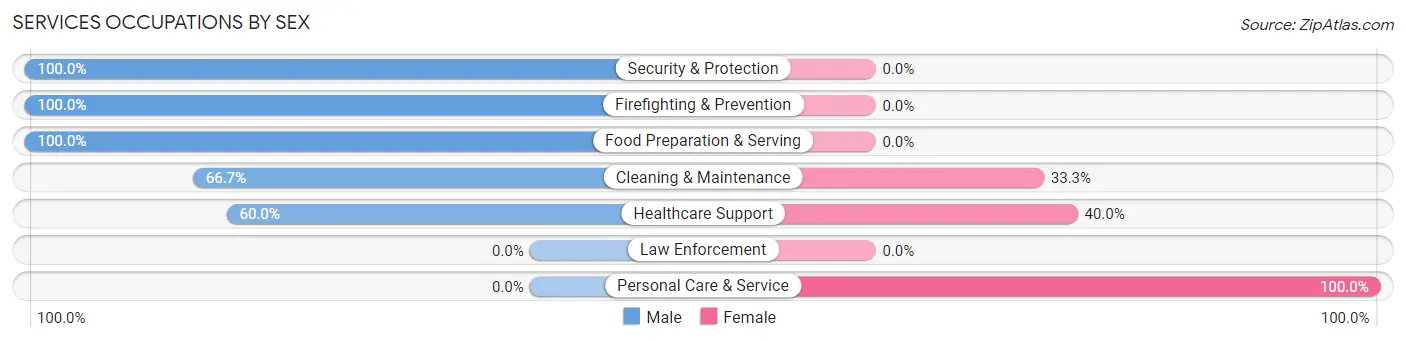Services Occupations by Sex in Zip Code 61929