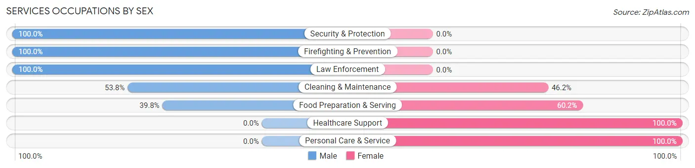 Services Occupations by Sex in Zip Code 61953